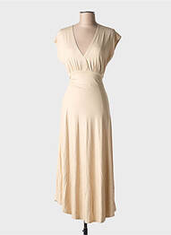 Robe mi-longue manches courtes manches courtes beige EVA KAYAN femme