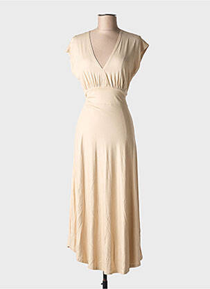 Robe mi-longue manches courtes manches courtes beige EVA KAYAN femme