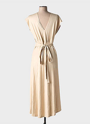 Robe mi-longue manches courtes manches courtes beige EVA KAYAN femme