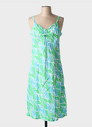 Robe mi-longue imprimé fantaisie fines bretelles bleu SIGNE NATURE femme