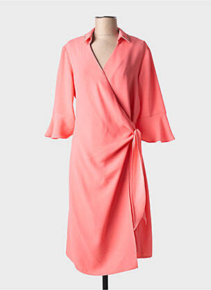 Robe mi-longue manches 3/4 manches 3/4 orange DEVERNOIS femme