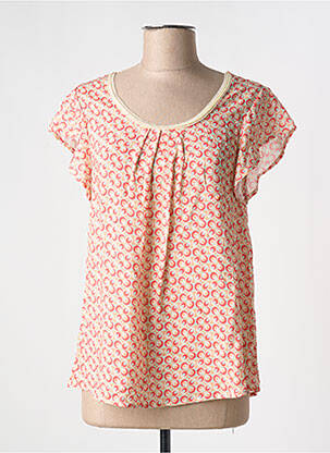 Blouse tissage popeline manches courtes orange GUITARE femme