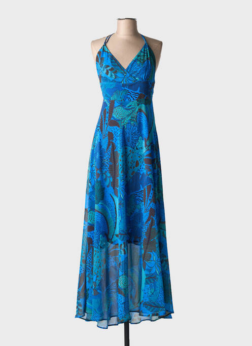 Robe longue imprimé fantaisie sans manche bleu EVA KAYAN femme