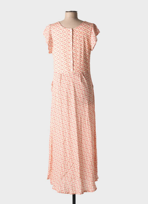 Robe longue imprimé fantaisie manches courtes orange GUITARE femme