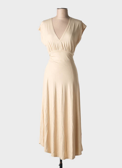 Robe mi-longue manches courtes manches courtes beige EVA KAYAN femme