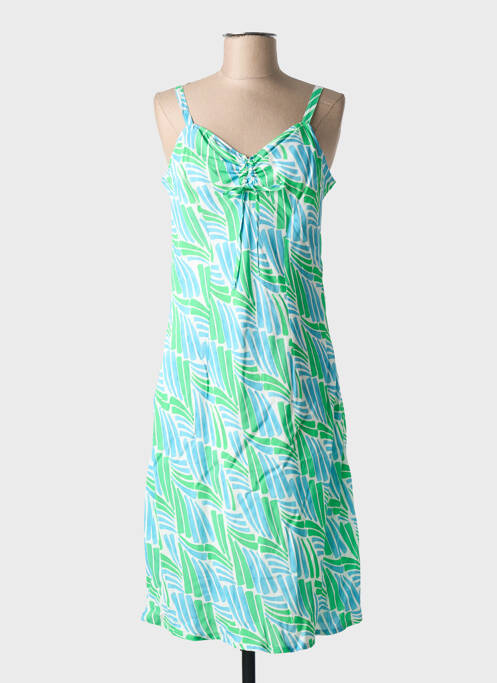 Robe mi-longue imprimé fantaisie fines bretelles bleu SIGNE NATURE femme