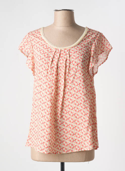 Blouse imprimé fantaisie manches courtes orange GUITARE femme