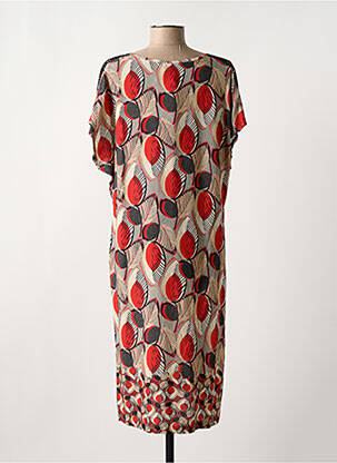 Robe mi-longue imprimé fantaisie manches courtes rouge GRIFFON femme