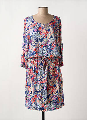 Robe mi-longue coupe fluide manches 3/4 bleu GRIFFON femme