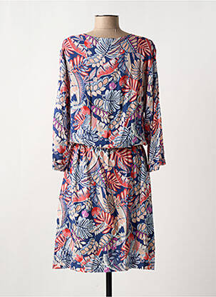 Robe mi-longue coupe fluide manches 3/4 bleu GRIFFON femme