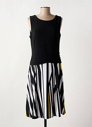 Robe mi-longue imprimé fantaisie sans manche noir FRANK LYMAN femme
