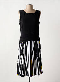 Robe mi-longue imprimé fantaisie sans manche noir FRANK LYMAN femme