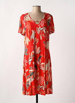 Robe mi-longue imprimé fleurs manches courtes rouge GRIFFON femme