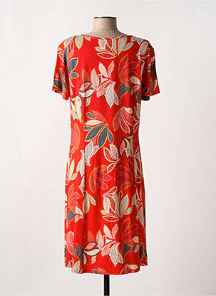 Robe mi-longue imprimé fleurs manches courtes rouge GRIFFON femme