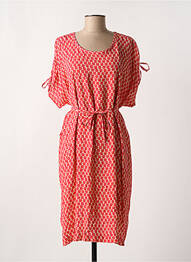 Robe mi-longue imprimé fantaisie manches courtes rouge GRIFFON femme