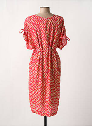 Robe mi-longue imprimé fantaisie manches courtes rouge GRIFFON femme