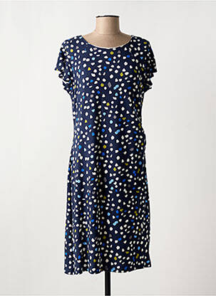 Robe mi-longue imprimé fantaisie manches courtes bleu HAJO femme