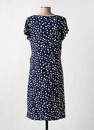 Robe mi-longue imprimé fantaisie manches courtes bleu HAJO femme