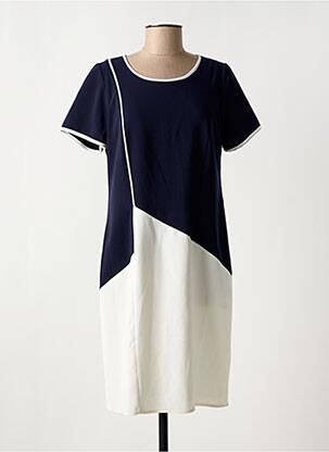 Robe mi-longue fermeture zippée au dos manches courtes bleu FRANCE RIVOIRE femme