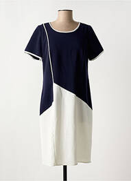 Robe mi-longue fermeture zippée au dos manches courtes bleu FRANCE RIVOIRE femme