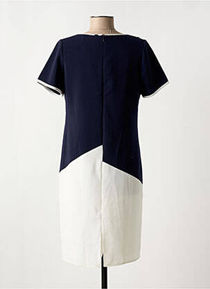 Robe mi-longue fermeture zippée au dos manches courtes bleu FRANCE RIVOIRE femme