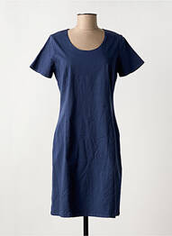 Robe mi-longue fermeture zippée au dos manches courtes bleu FRANCE RIVOIRE femme