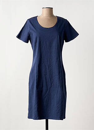 Robe mi-longue fermeture zippée au dos manches courtes bleu FRANCE RIVOIRE femme