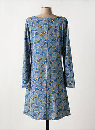 Robe mi-longue imprimé fantaisie manches longues bleu MD'M femme