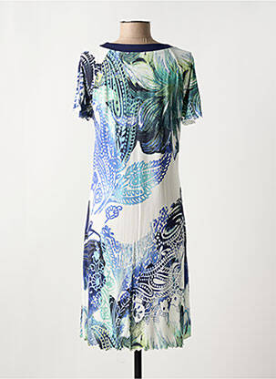 Robe mi-longue imprimé fantaisie manches courtes bleu HAJO femme