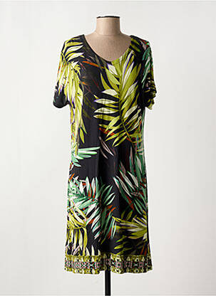 Robe mi-longue manches courtes manches courtes vert HAJO femme