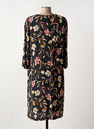 Robe mi-longue imprimé fleurs manches longues noir GRIFFON femme
