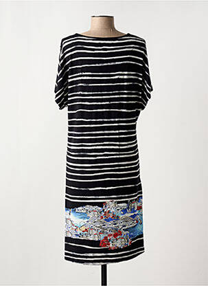 Robe mi-longue manches courtes manches courtes noir HAJO femme