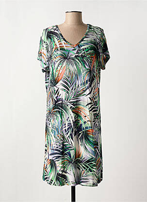 Robe mi-longue manches courtes manches courtes vert HAJO femme