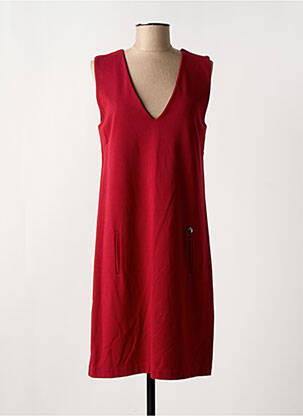 Robe mi-longue sans manche sans manche rouge FABIOLA femme