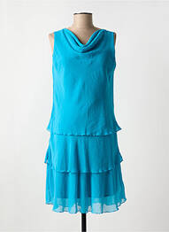 Robe mi-longue tissage crêpe sans manche bleu PAZ TORRAS femme