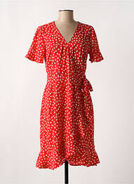 Robe mi-longue imprimé fleurs manches courtes rouge ONLY femme