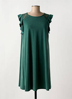 Robe mi-longue coupe fluide manches courtes vert MD'M femme