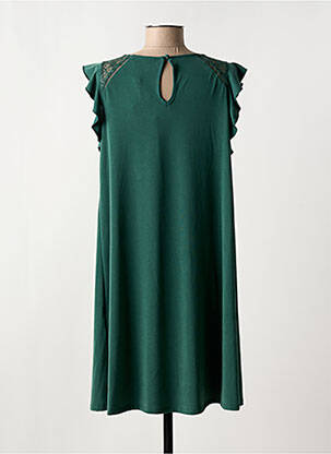 Robe mi-longue coupe fluide manches courtes vert MD'M femme