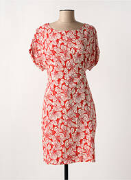 Robe mi-longue imprimé fleurs manches courtes rouge MD'M femme