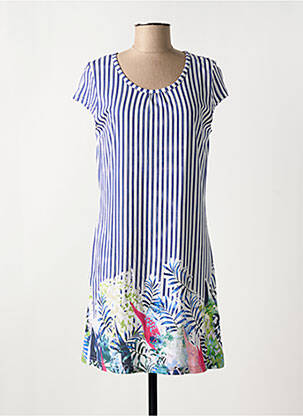 Robe mi-longue manches courtes manches courtes bleu HAJO femme
