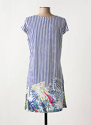 Robe mi-longue manches courtes manches courtes bleu HAJO femme