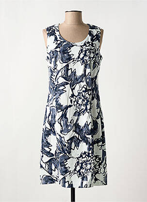 Robe mi-longue imprimé fantaisie sans manche blanc FRANCE RIVOIRE femme