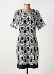 Robe mi-longue imprimé fantaisie manches courtes noir FRANCE RIVOIRE femme