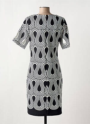 Robe mi-longue imprimé fantaisie manches courtes noir FRANCE RIVOIRE femme