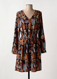 Robe courte manches longues manches longues marron MAELLE femme