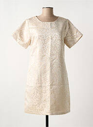 Robe courte coupe évasée manches courtes beige MOLLY BRACKEN femme
