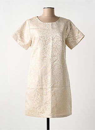 Robe courte coupe évasée manches courtes beige MOLLY BRACKEN femme