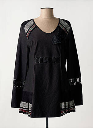 Tunique manches longues imprimé fantaisie noir QUATTRO femme