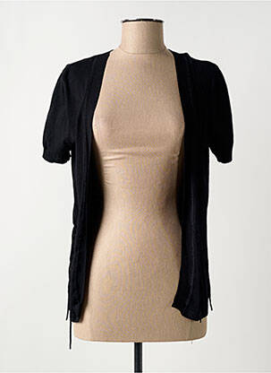 Gilet manches courtes maille fine noir KATMAI femme