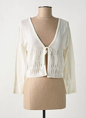 Gilet manches longues coupe cintrée blanc PAUSE CAFE femme